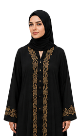Embroidered Open Front Abaya